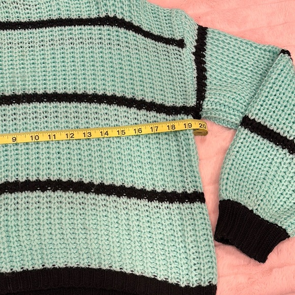 Mint Green and Black Striped Sweater - Picture 6 of 8
